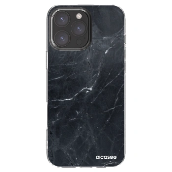 Picasee silikonový průhledný obal pro Apple iPhone 16 Pro Max - Black marble