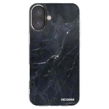 Picasee silikonový průhledný obal pro Apple iPhone 16 Plus - Black marble