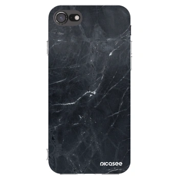Picasee silikonový průhledný obal pro Apple iPhone 7 - Black marble