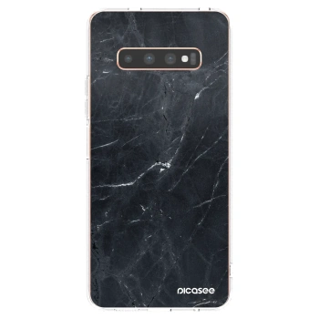 Picasee silikonový průhledný obal pro Samsung Galaxy S10 Plus G975 - Black marble