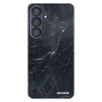Picasee silikonový průhledný obal pro Samsung Galaxy S25 5G - Black marble