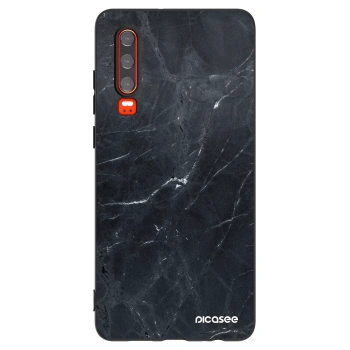 Picasee silikonový černý obal pro Huawei P30 - Black marble