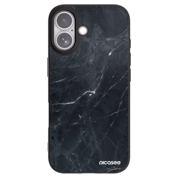 Picasee silikonový černý obal pro Apple iPhone 17 - Black marble