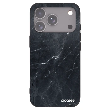 Picasee silikonový černý obal pro Apple iPhone 17 Pro - Black marble