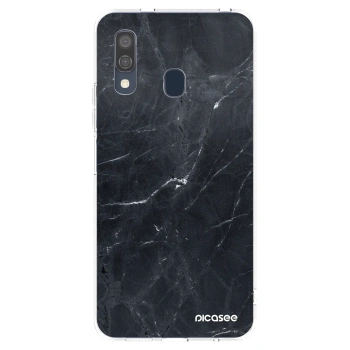 Picasee silikonový průhledný obal pro Samsung Galaxy A40 A405F - Black marble