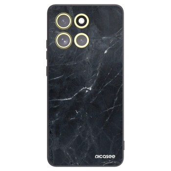 Picasee silikonový černý obal pro Motorola Moto G86 5G - Black marble