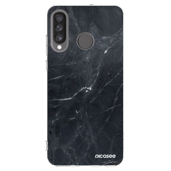 Picasee silikonový průhledný obal pro Huawei P30 Lite - Black marble