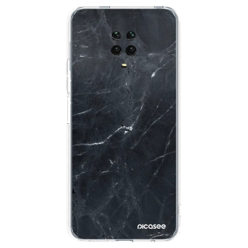 Picasee silikonový průhledný obal pro Xiaomi Redmi Note 9 Pro - Black marble