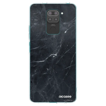 Picasee silikonový černý obal pro Xiaomi Redmi Note 9 - Black marble
