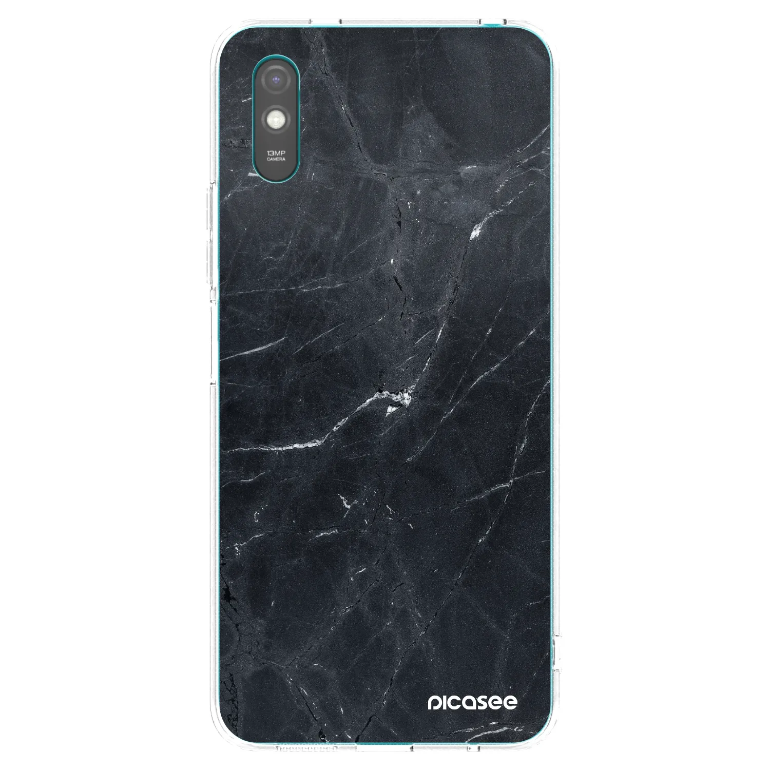 Picasee silikonový průhledný obal pro Xiaomi Redmi 9A - Black marble