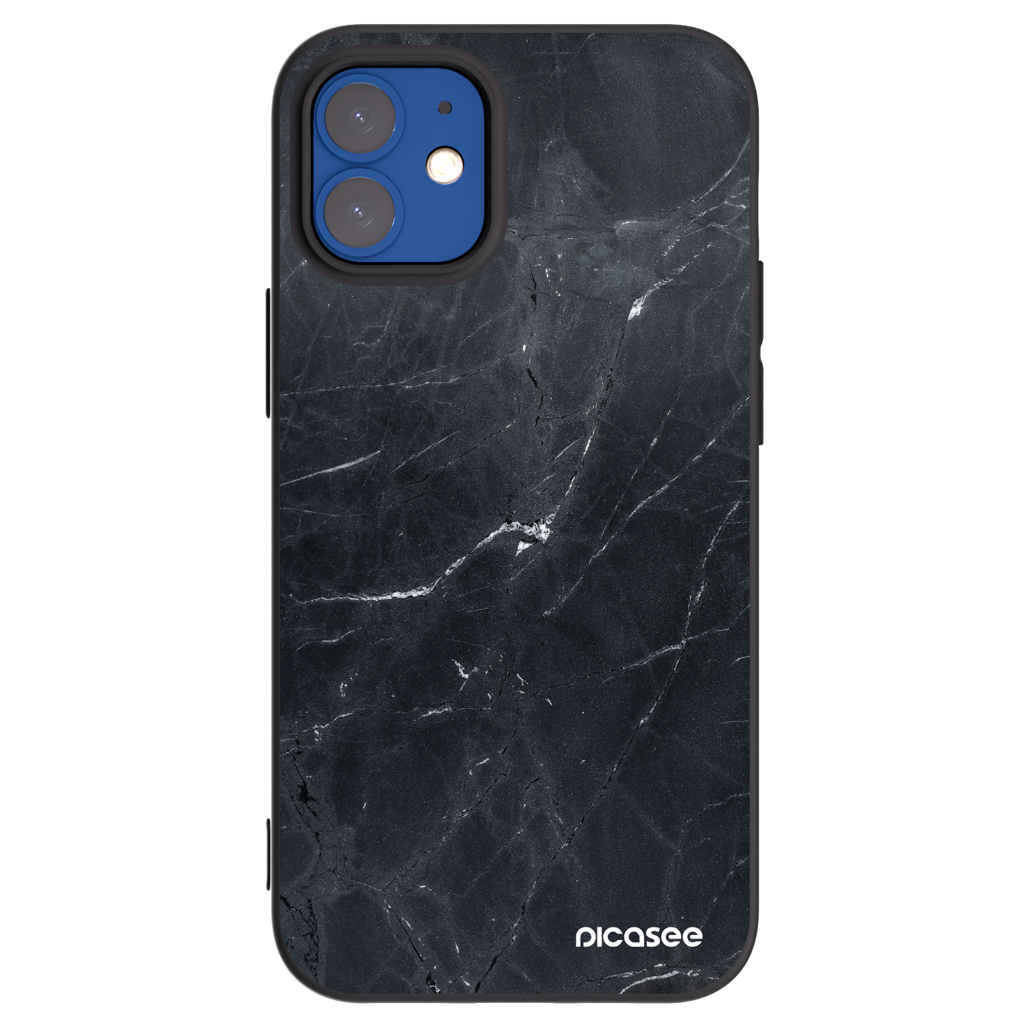 Picasee silikonový černý obal pro Apple iPhone 12 mini - Black marble