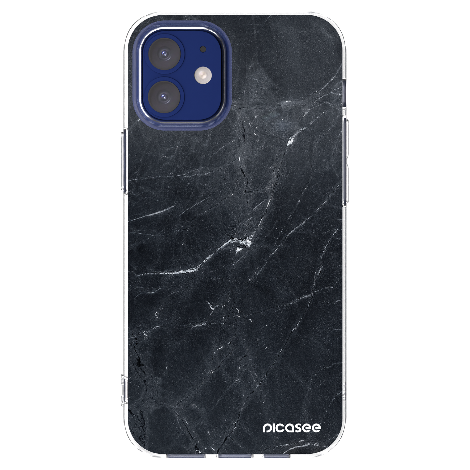 Picasee silikonový průhledný obal pro Apple iPhone 12 mini - Black marble
