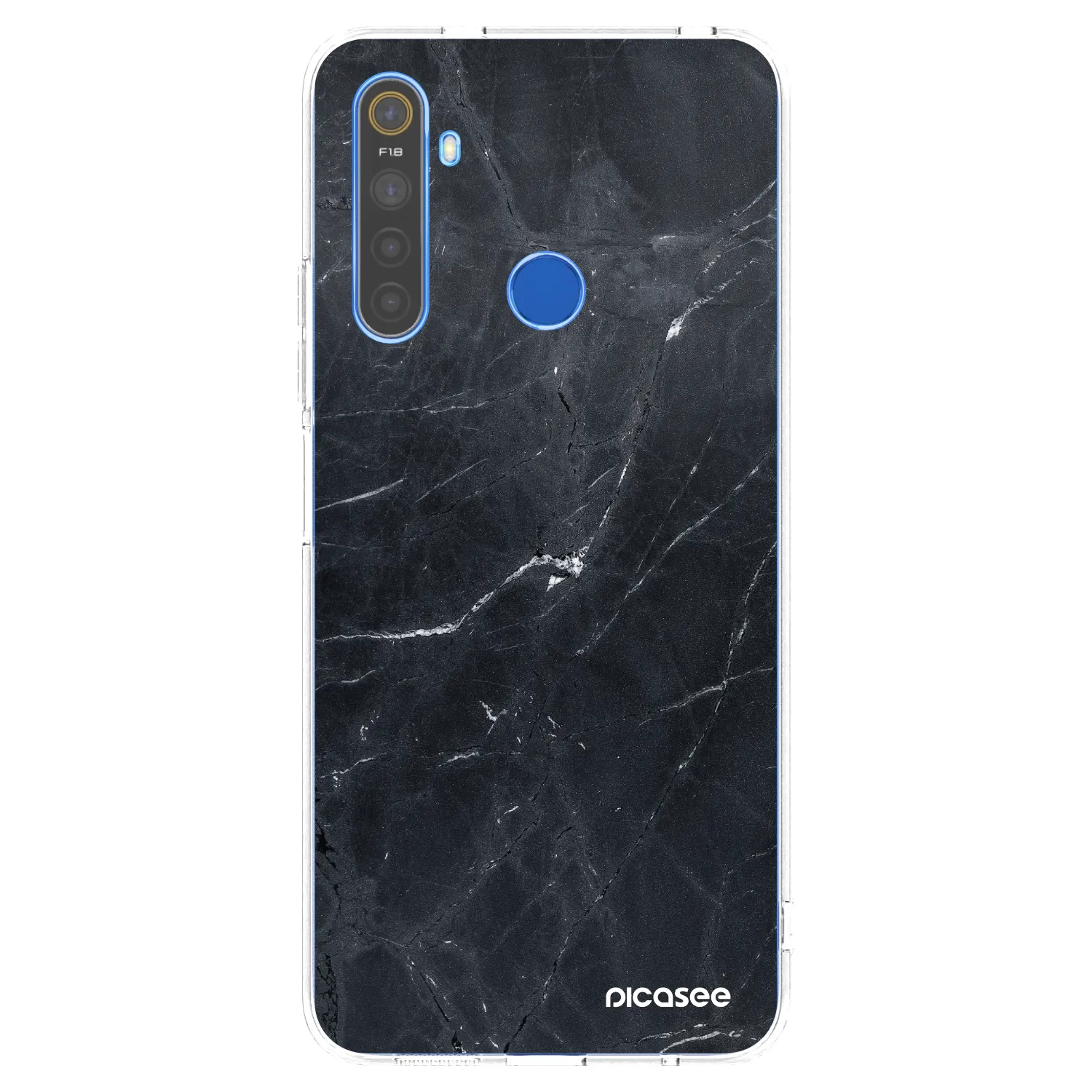 Picasee silikonový průhledný obal pro Realme 5 - Black marble