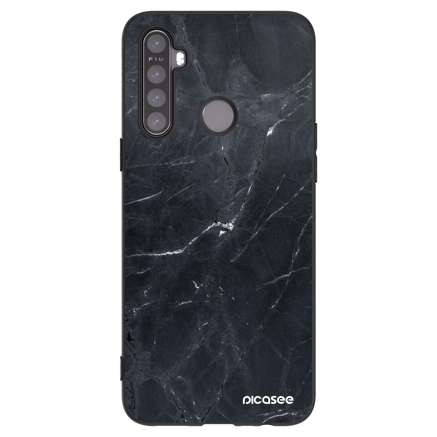 Picasee silikonový černý obal pro Realme 5 - Black marble