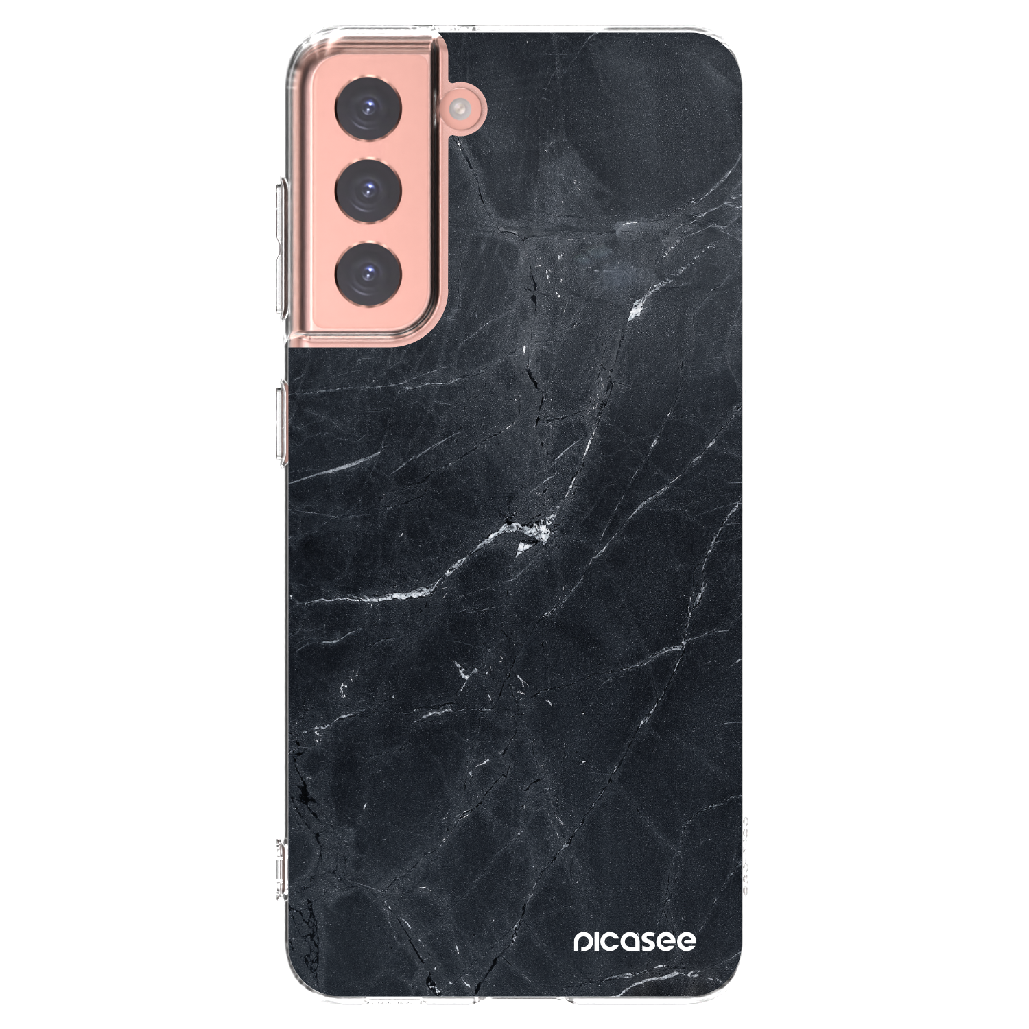 Picasee silikonový průhledný obal pro Samsung Galaxy S21 5G G991B - Black marble