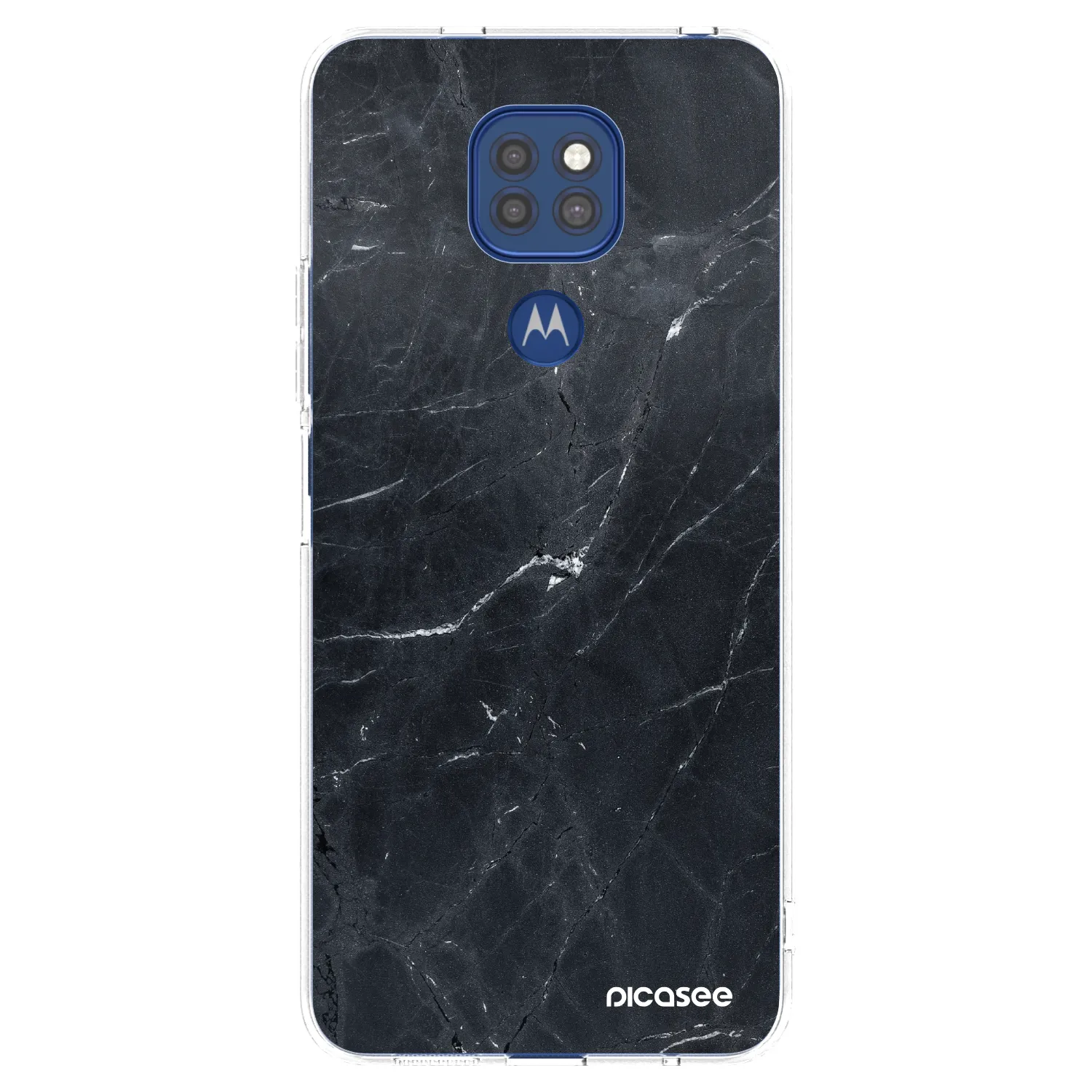 Picasee silikonový průhledný obal pro Motorola Moto G9 Play - Black marble