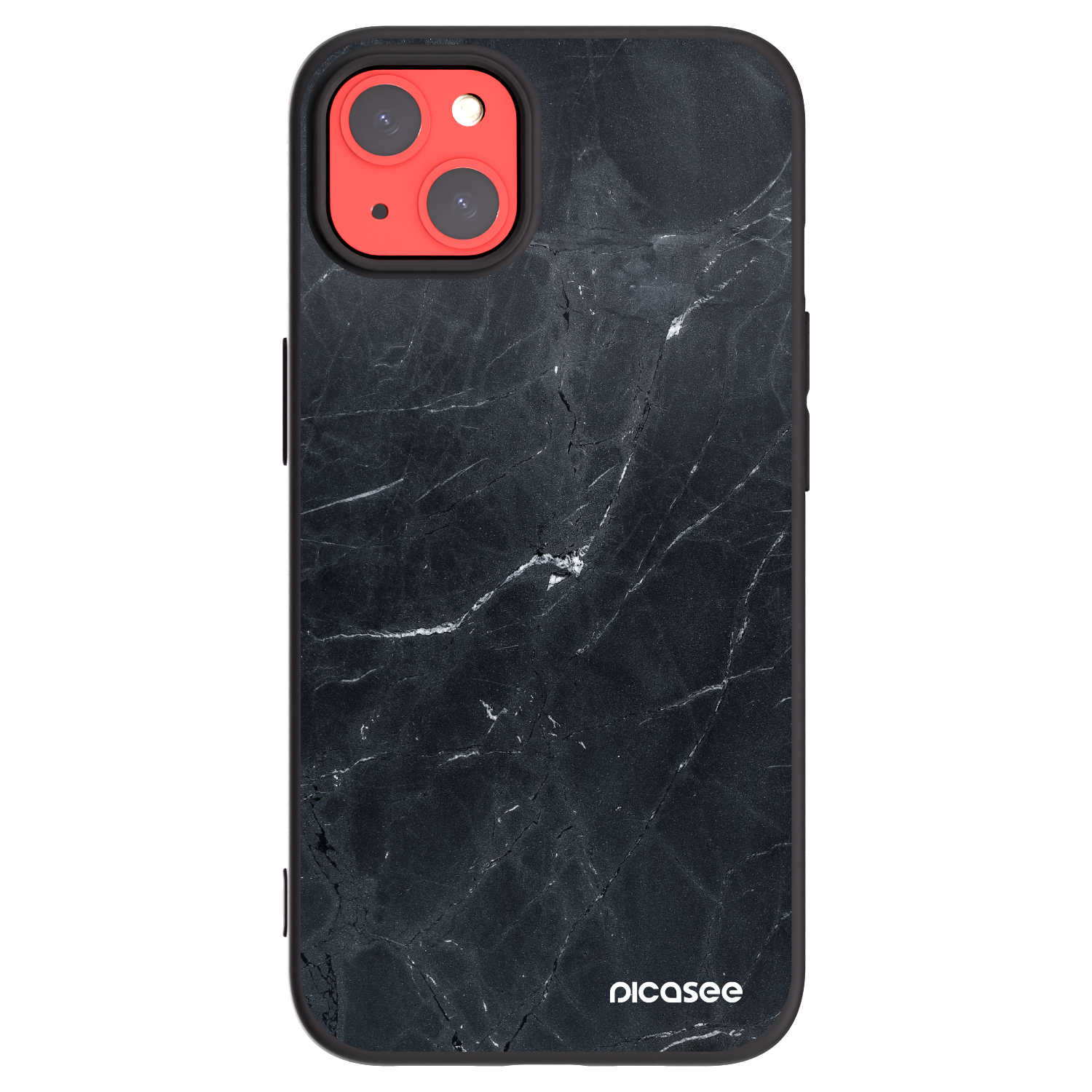 Picasee silikonový černý obal pro Apple iPhone 13 - Black marble