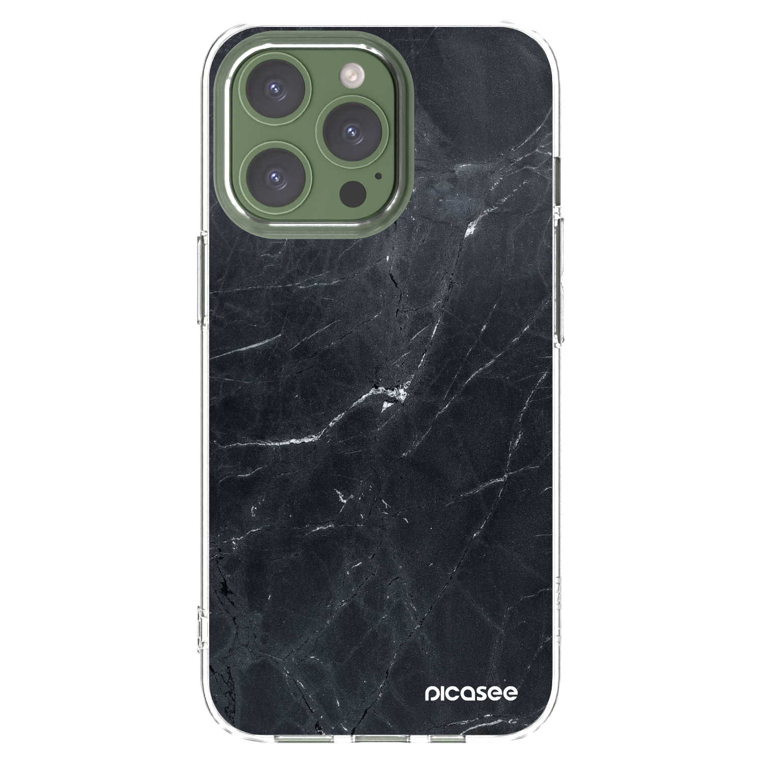 Picasee silikonový průhledný obal pro Apple iPhone 13 Pro - Black marble
