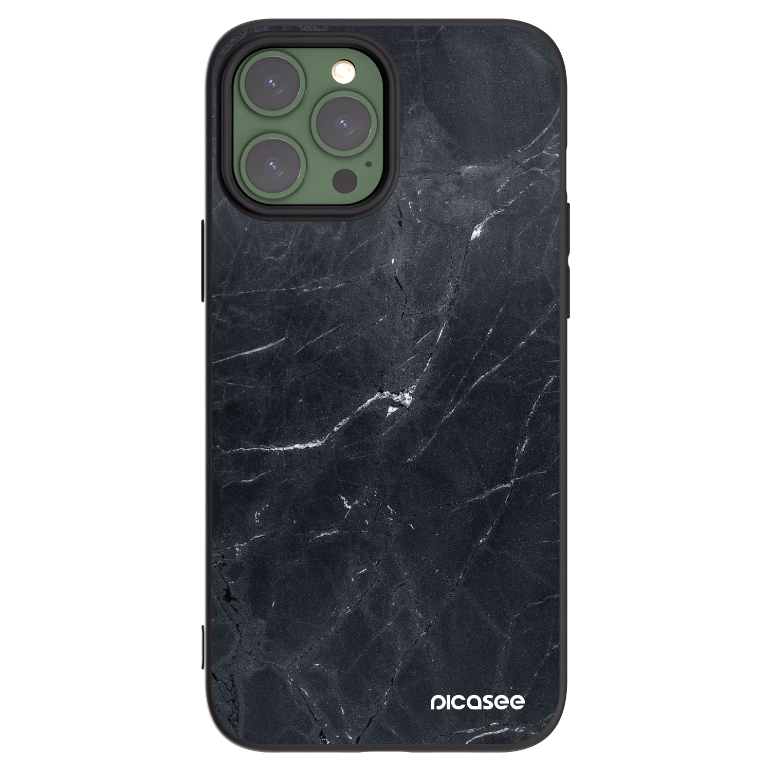 Picasee silikonový černý obal pro Apple iPhone 13 Pro Max - Black marble