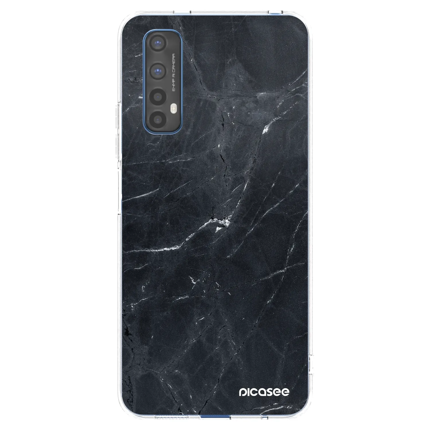 Picasee silikonový průhledný obal pro Realme 7 - Black marble