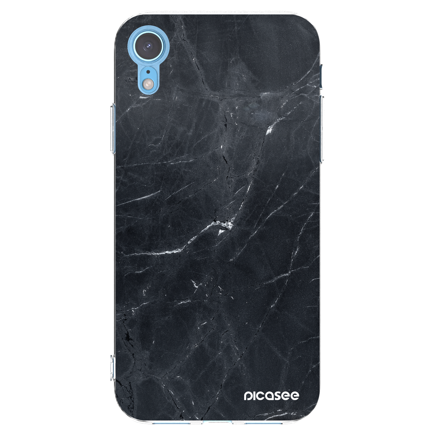 Picasee silikonový průhledný obal pro Apple iPhone XR - Black marble