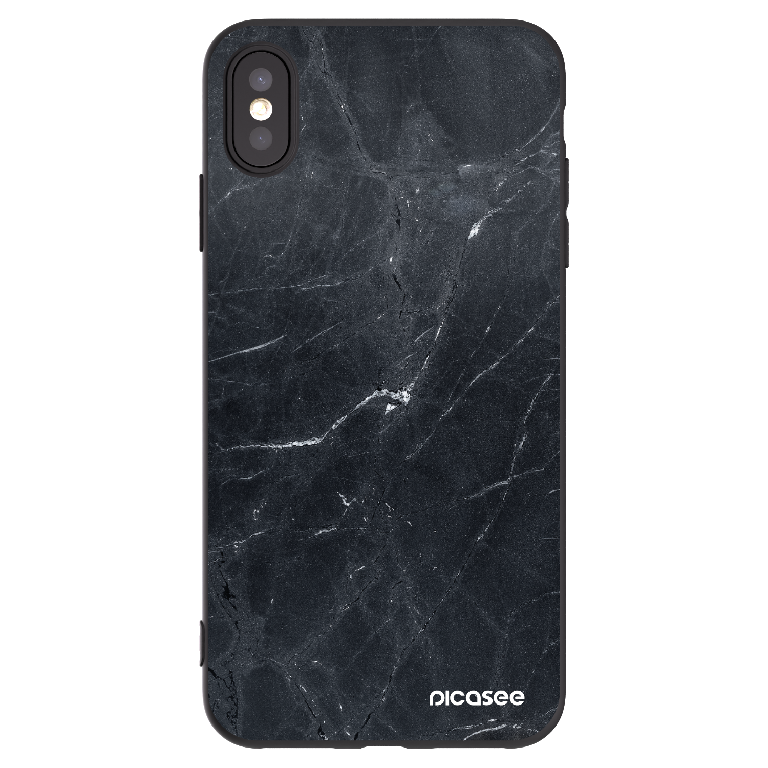 Picasee silikonový černý obal pro Apple iPhone XS Max - Black marble