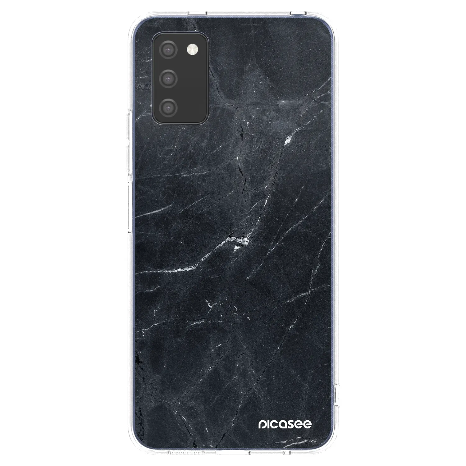 Picasee silikonový průhledný obal pro Samsung Galaxy A03s A037G - Black marble