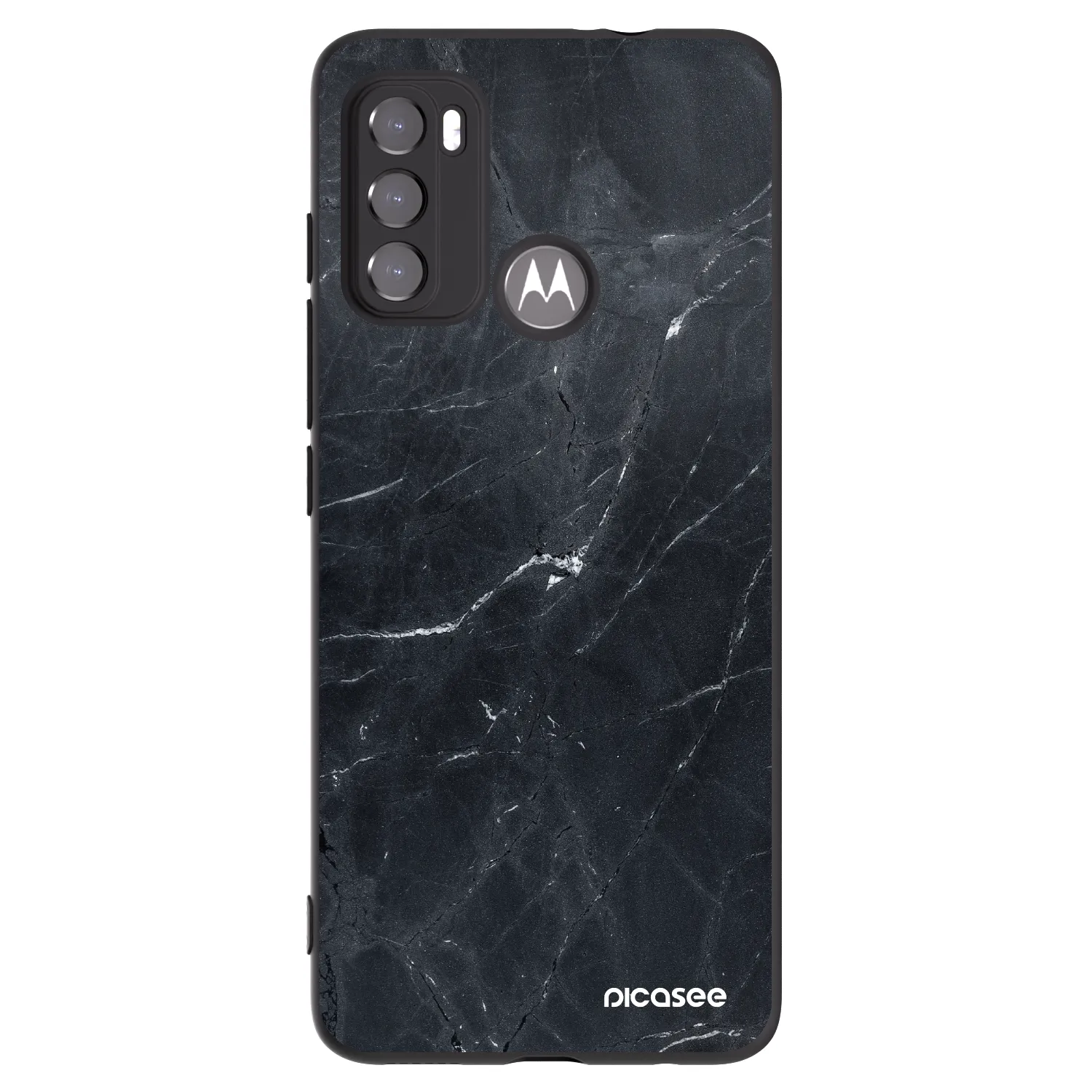 Picasee silikonový černý obal pro Motorola Moto G60 - Black marble