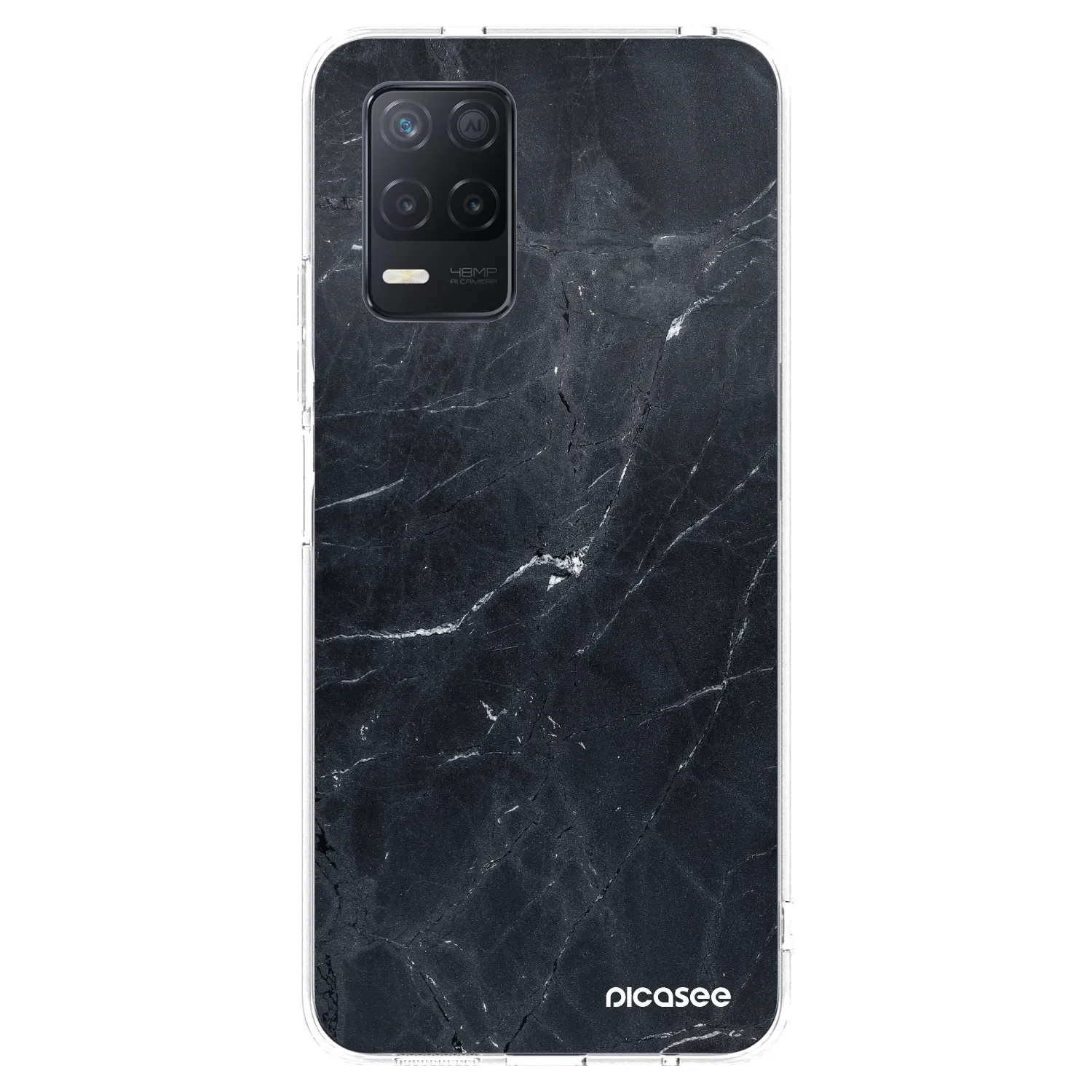 Picasee silikonový průhledný obal pro Realme 8 5G - Black marble