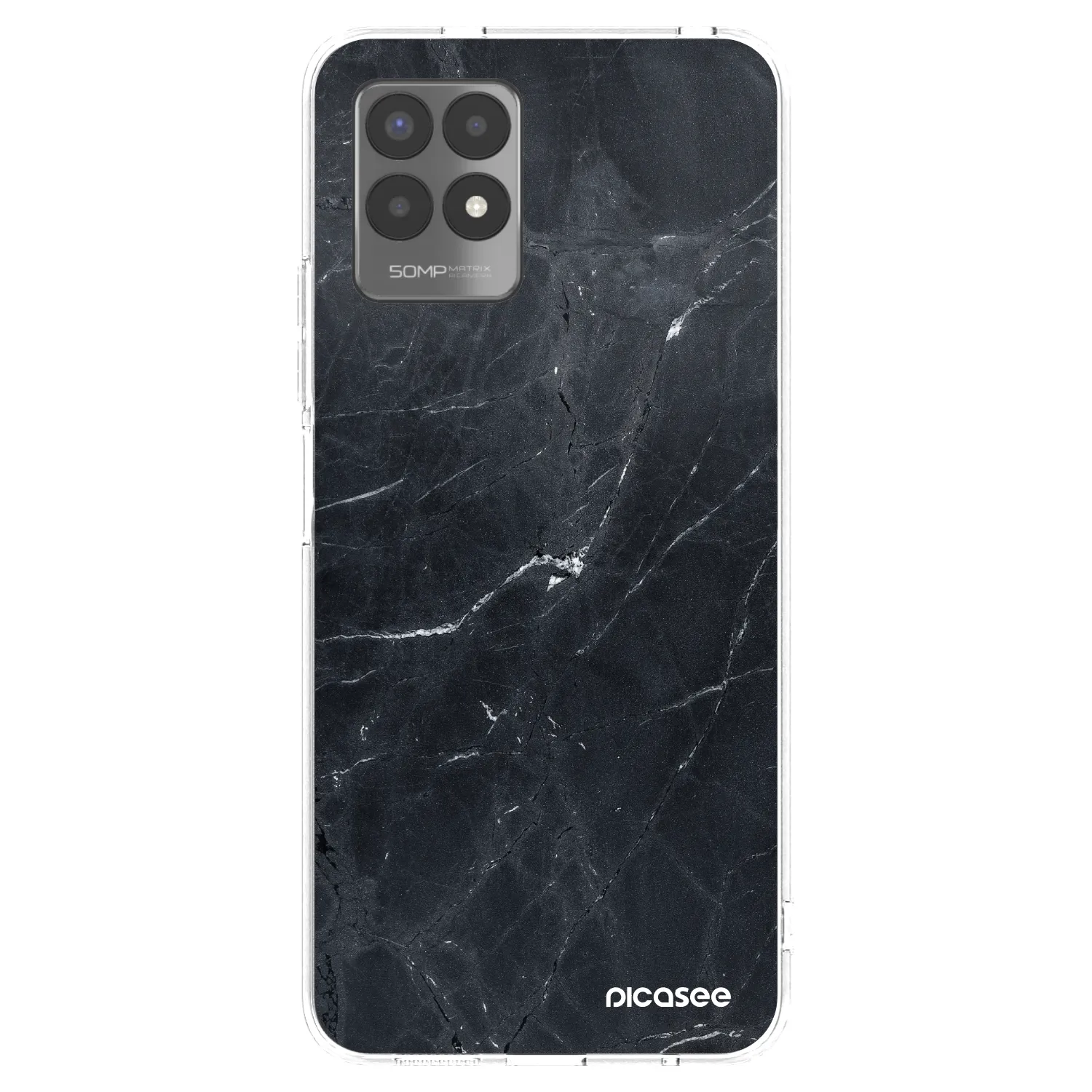 Picasee silikonový průhledný obal pro Realme 8i - Black marble