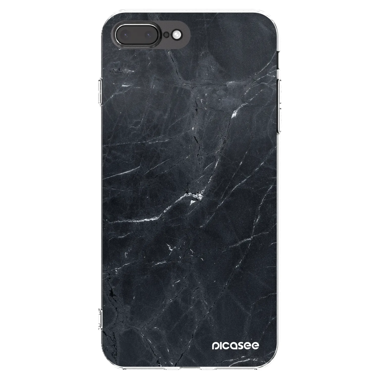 Picasee silikonový průhledný obal pro Apple iPhone 7 Plus - Black marble