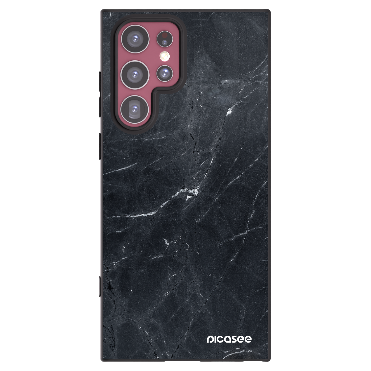 Picasee silikonový černý obal pro Samsung Galaxy S22 Ultra 5G - Black marble