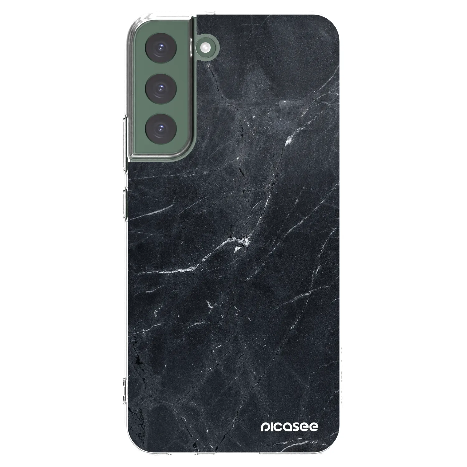 Picasee silikonový průhledný obal pro Samsung Galaxy S22+ 5G - Black marble