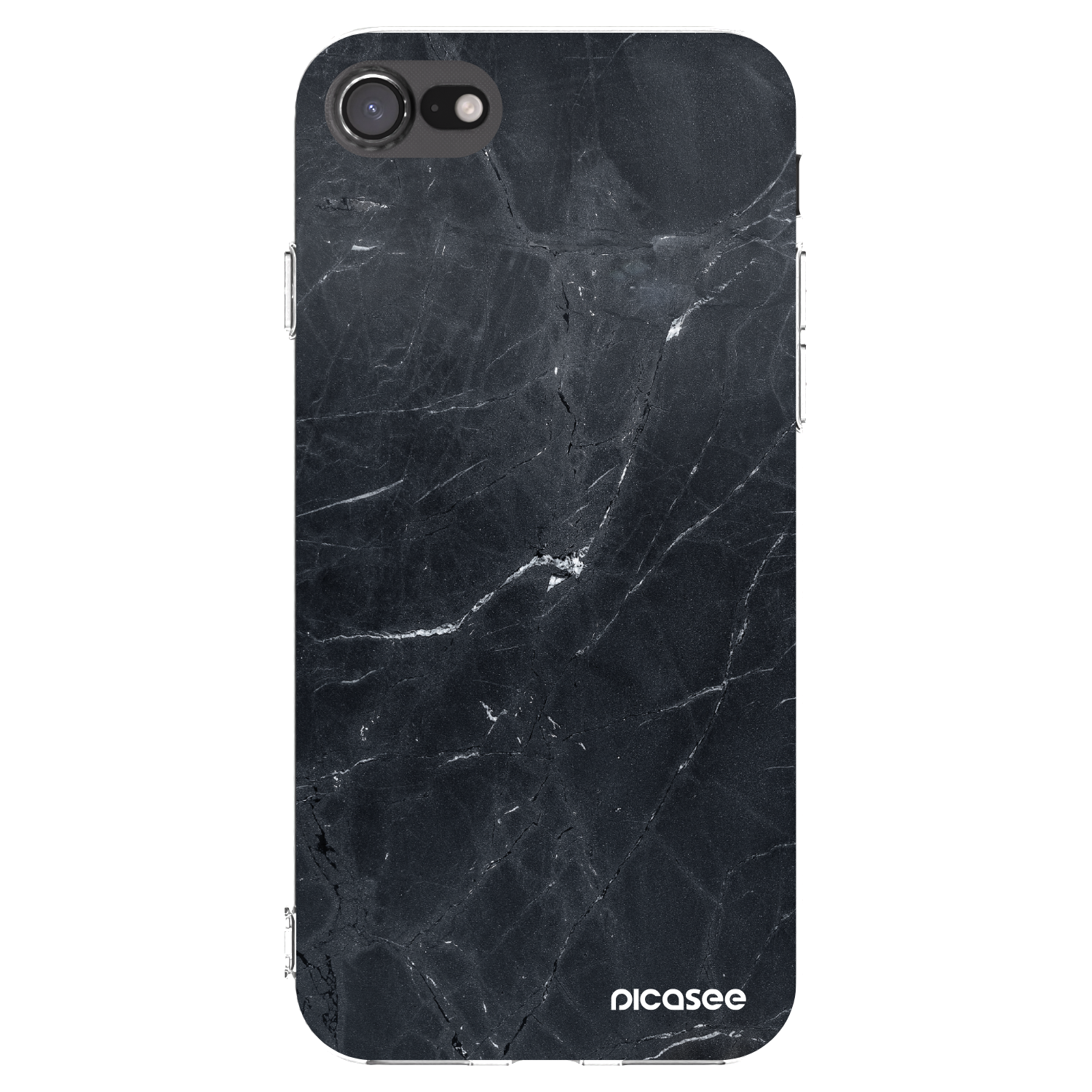 Picasee silikonový průhledný obal pro Apple iPhone SE 2022 - Black marble