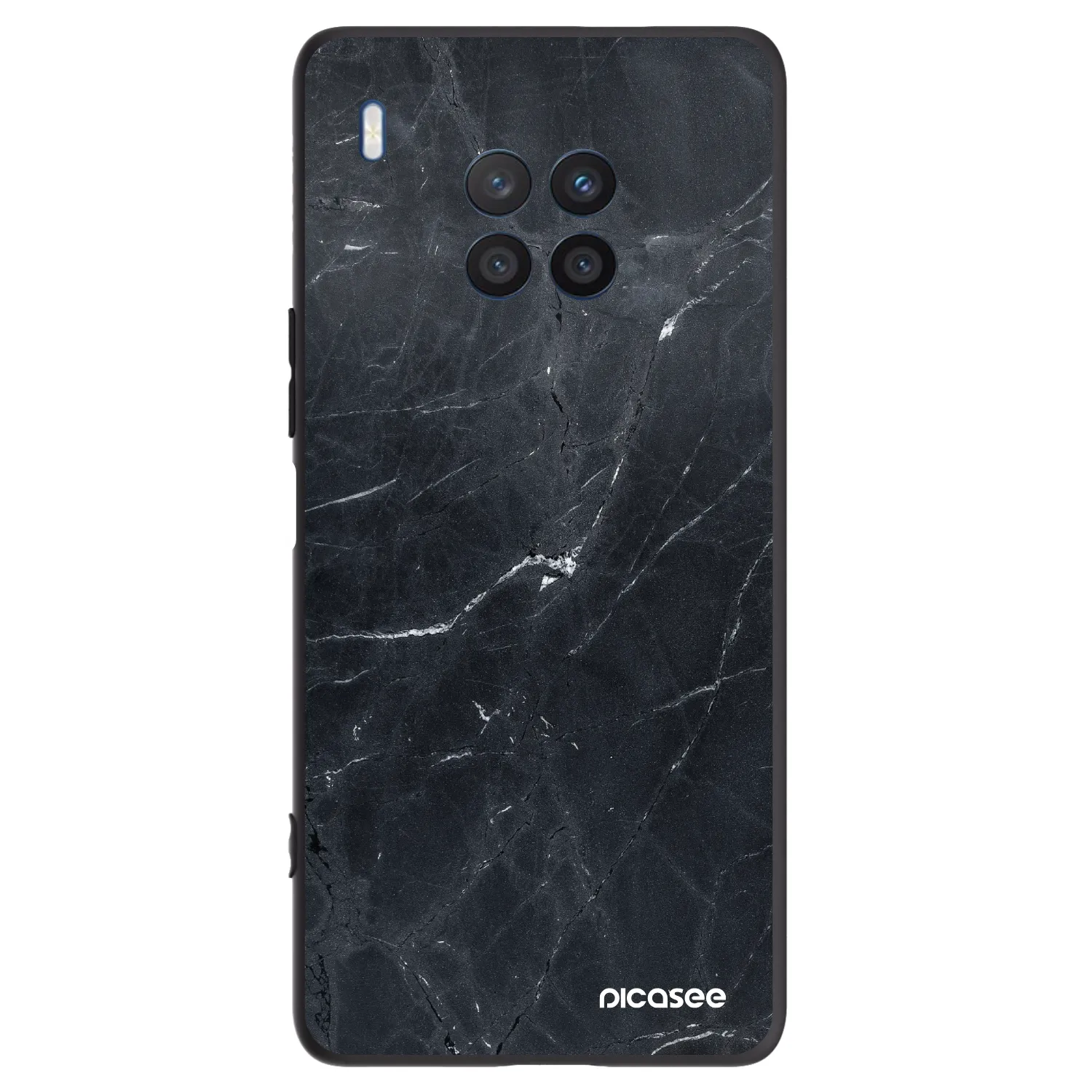 Picasee silikonový černý obal pro Honor 50 Lite - Black marble