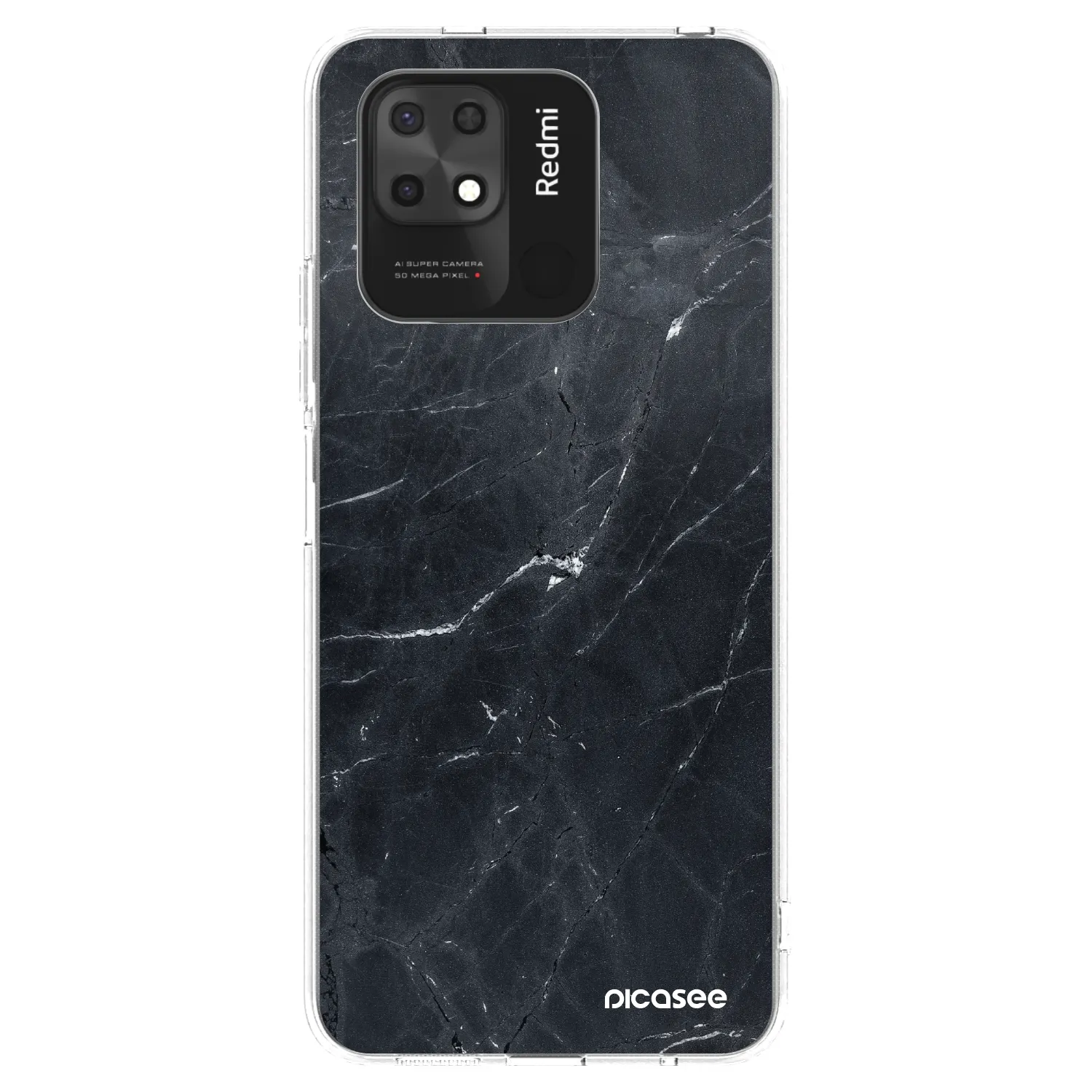 Picasee silikonový průhledný obal pro Xiaomi Redmi 10C - Black marble