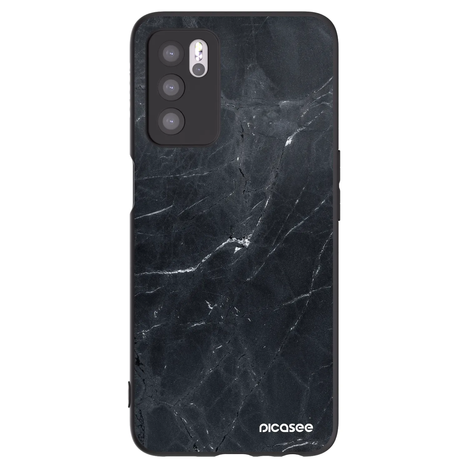 Picasee silikonový černý obal pro OPPO A16s - Black marble