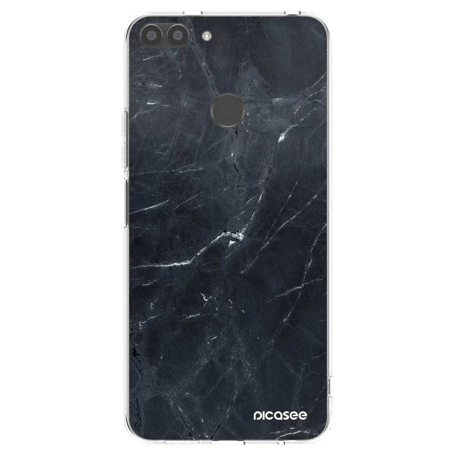 Picasee silikonový průhledný obal pro Huawei P Smart - Black marble