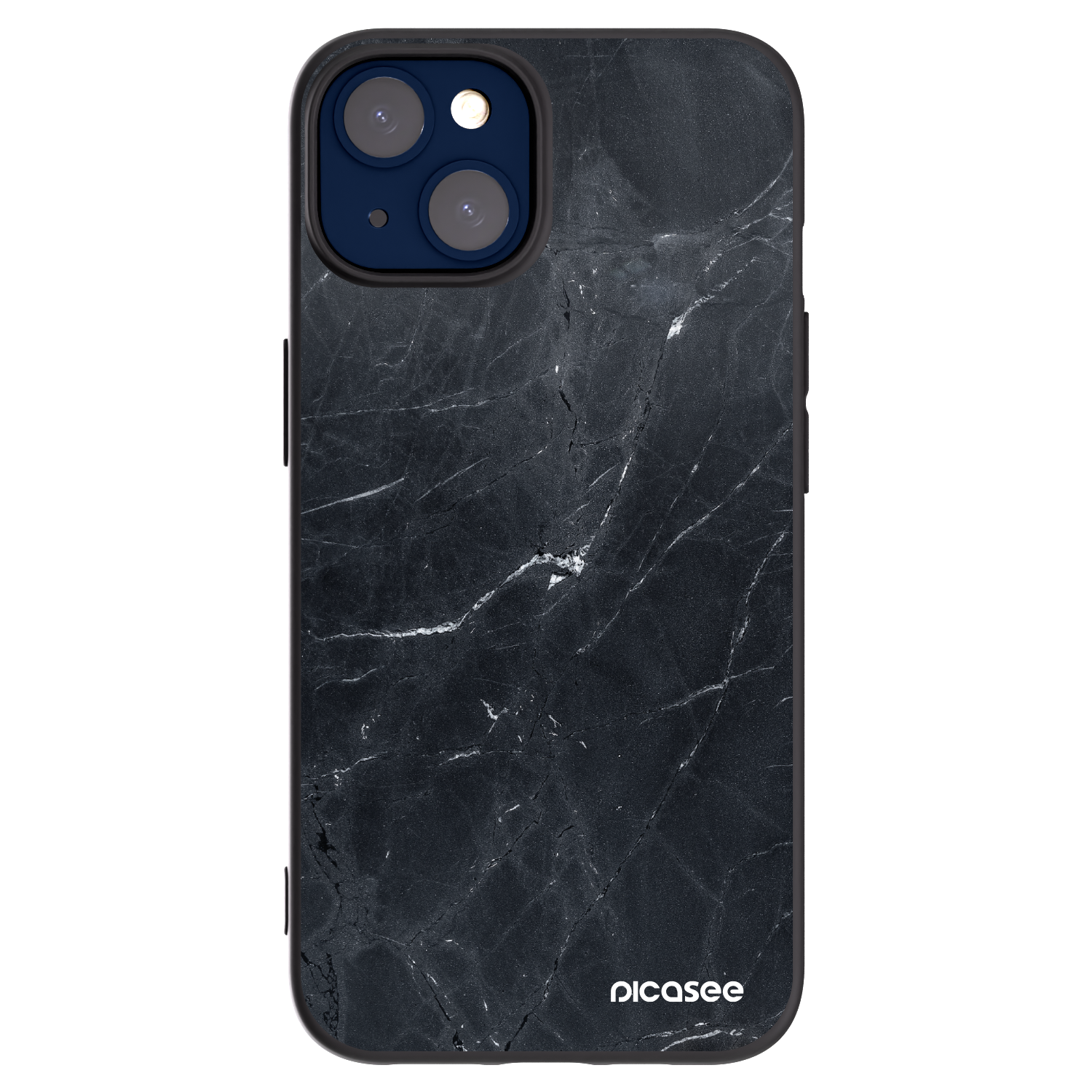 Picasee silikonový černý obal pro Apple iPhone 14 - Black marble