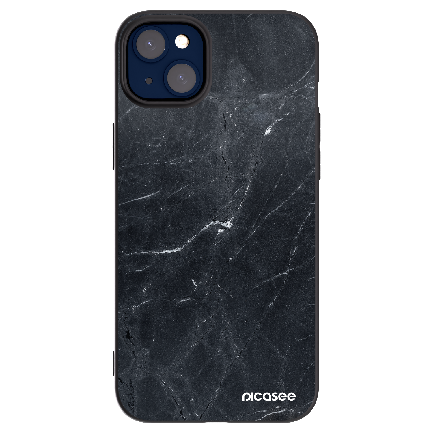 Picasee silikonový černý obal pro Apple iPhone 14 Plus - Black marble