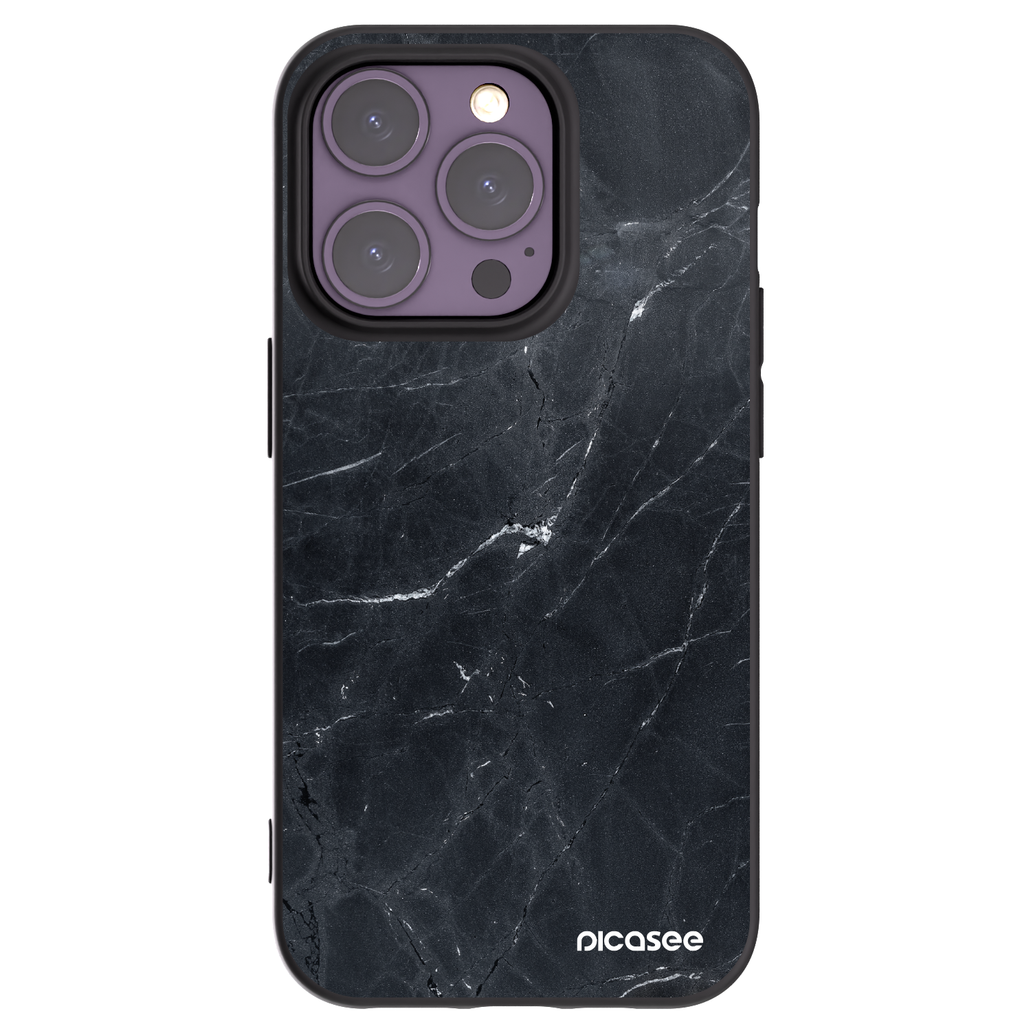 Picasee silikonový černý obal pro Apple iPhone 14 Pro - Black marble