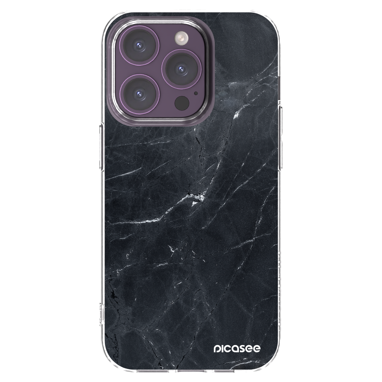 Picasee silikonový průhledný obal pro Apple iPhone 14 Pro - Black marble