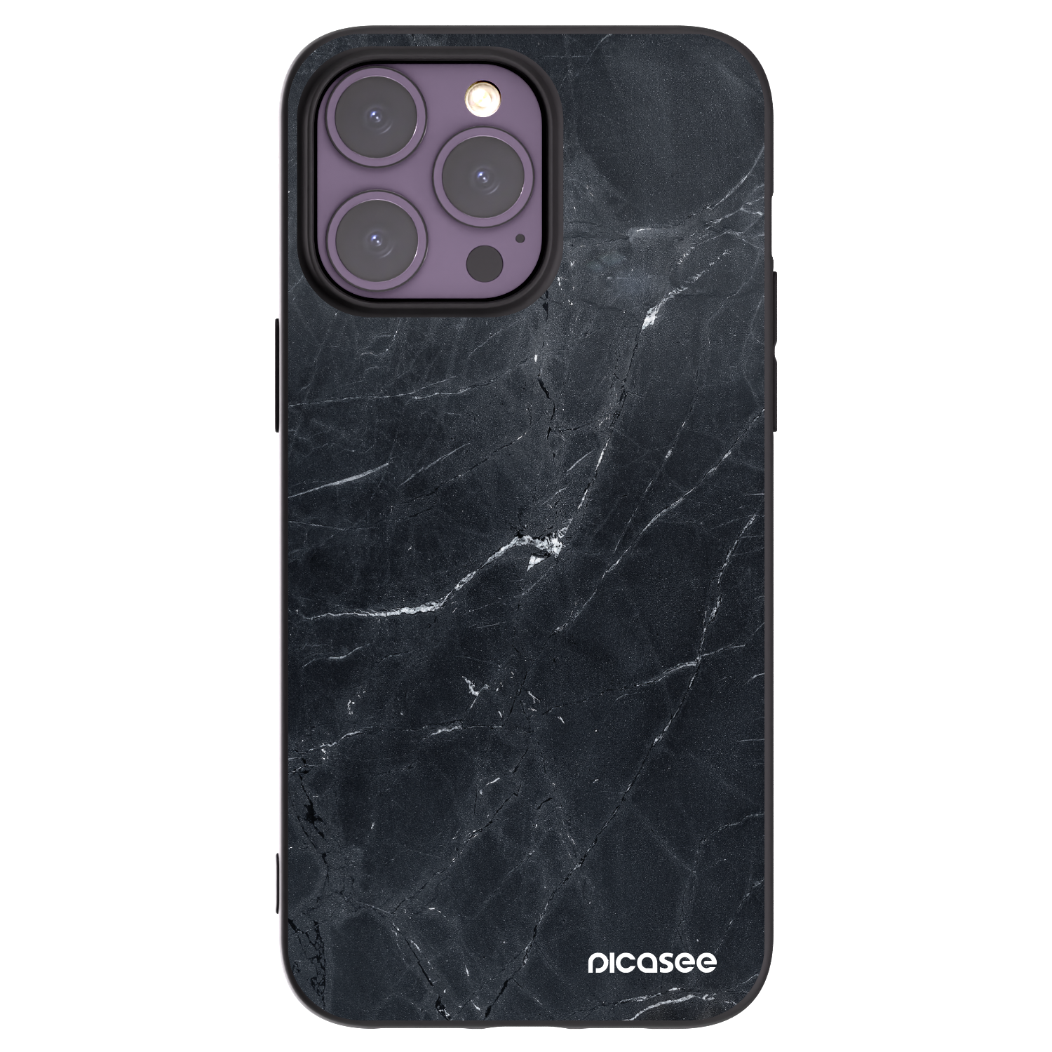 Picasee silikonový černý obal pro Apple iPhone 14 Pro Max - Black marble