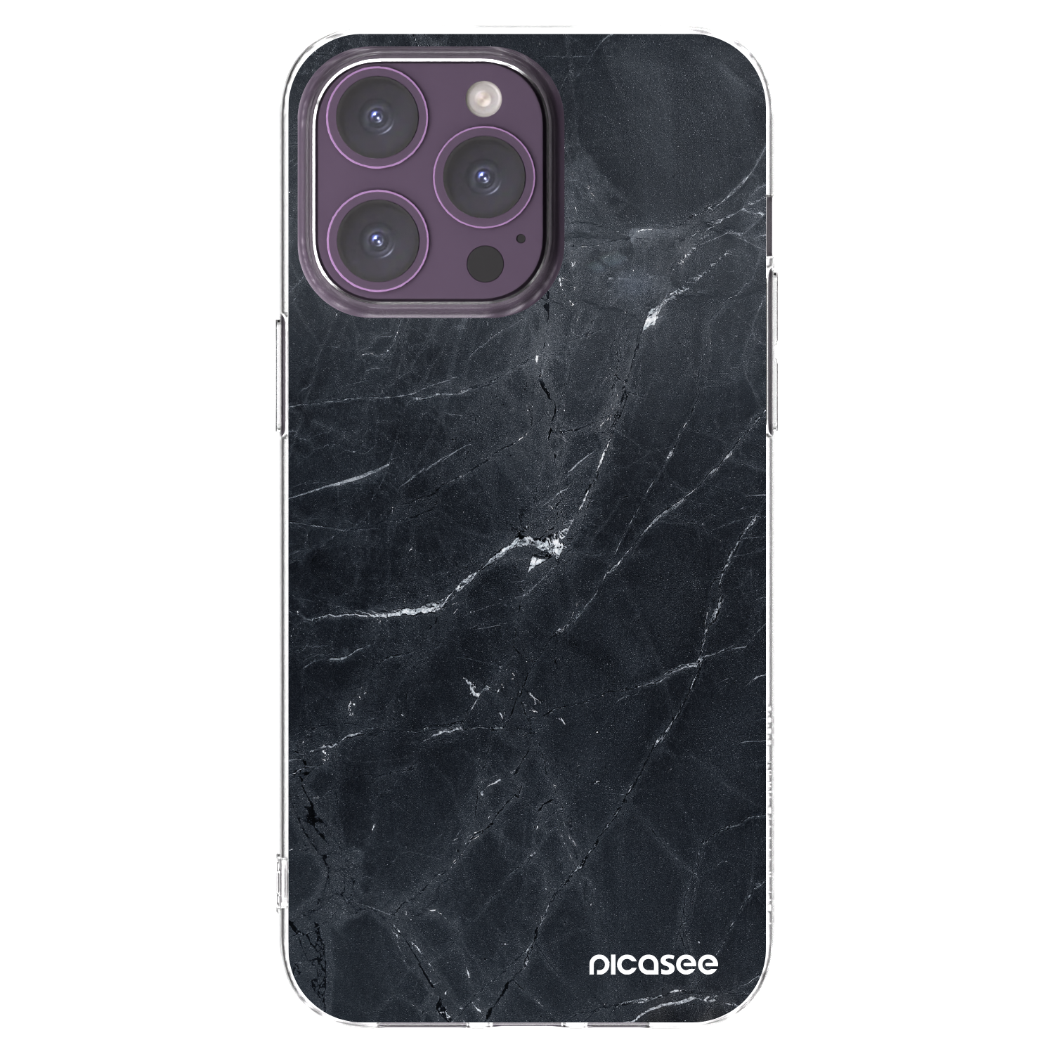 Picasee silikonový průhledný obal pro Apple iPhone 14 Pro Max - Black marble