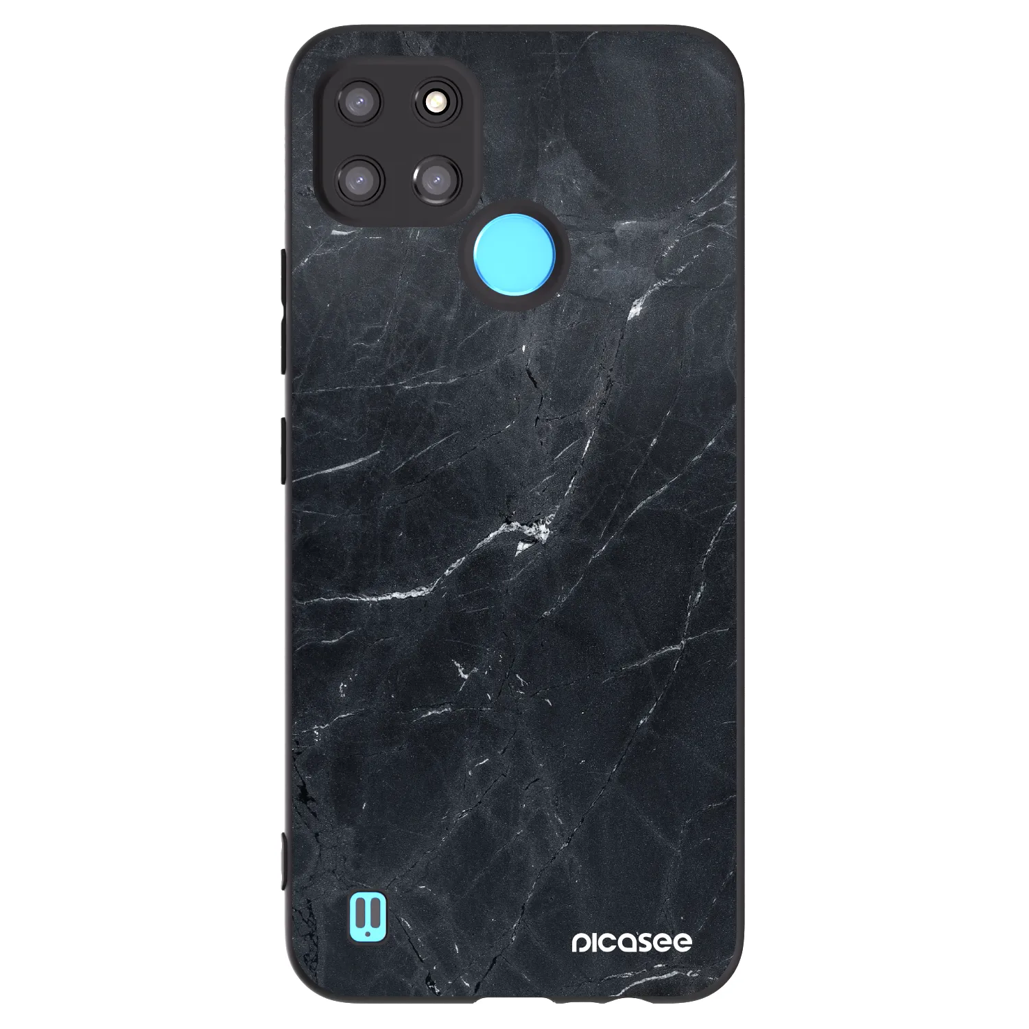 Picasee silikonový černý obal pro Realme C21Y - Black marble