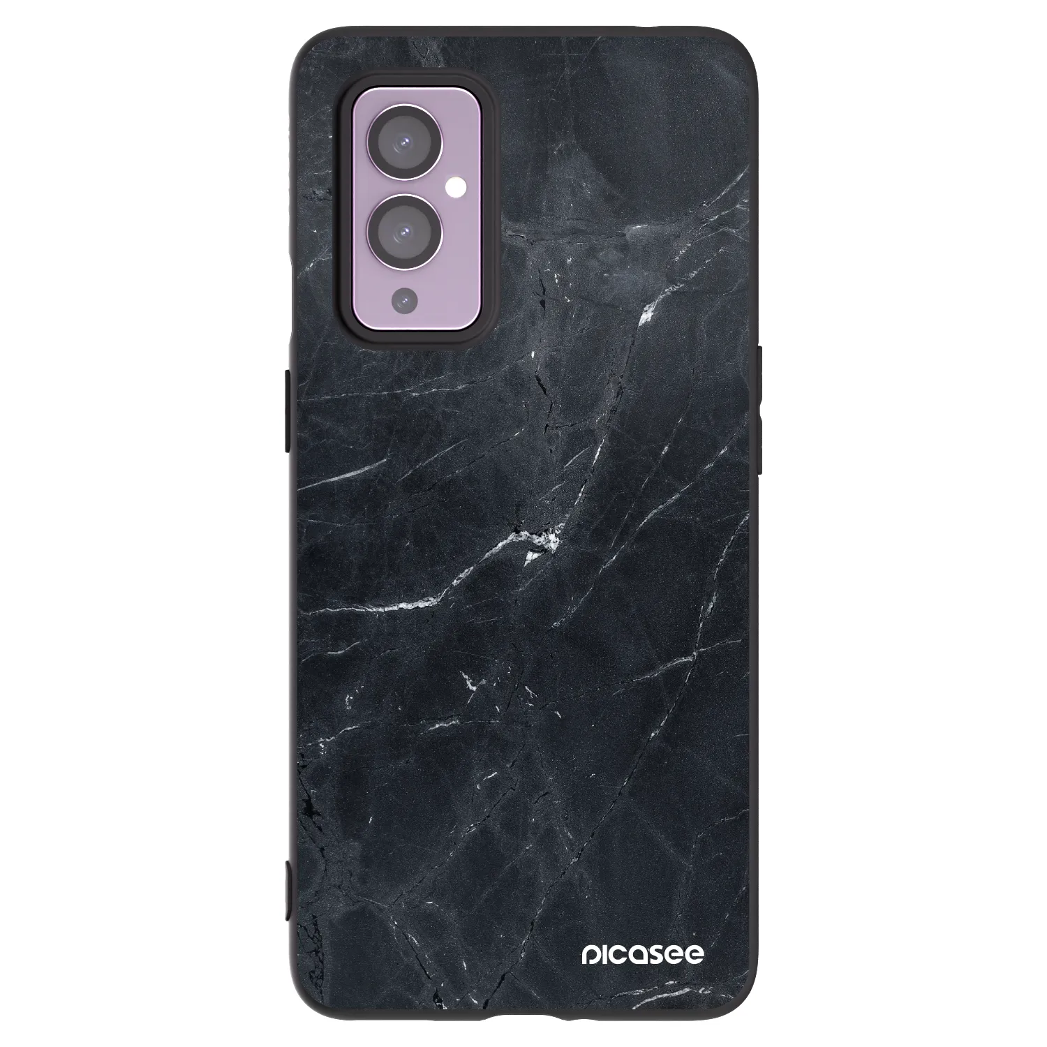 Picasee silikonový černý obal pro OnePlus 9 - Black marble