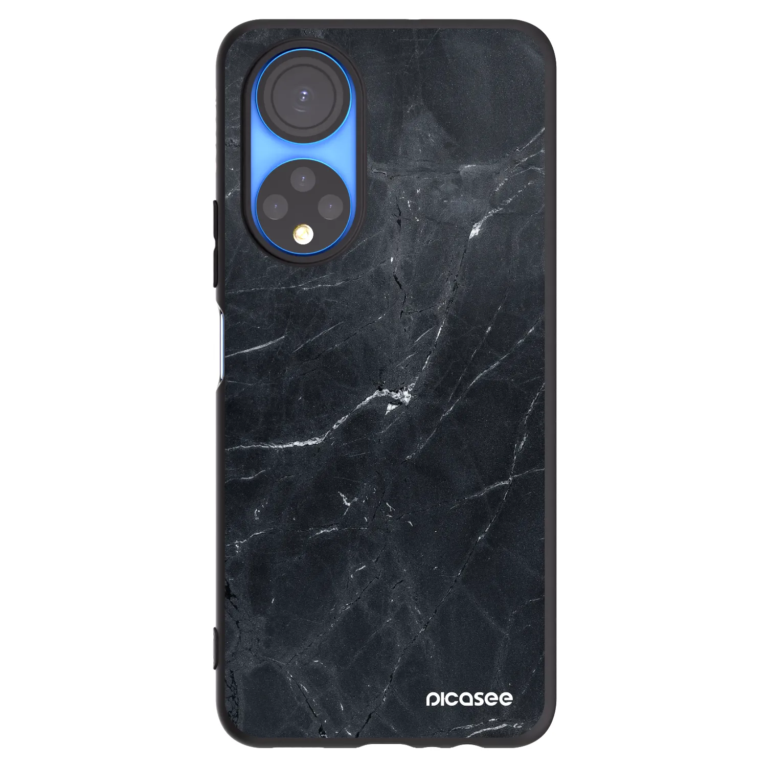 Picasee silikonový černý obal pro Honor X7 - Black marble