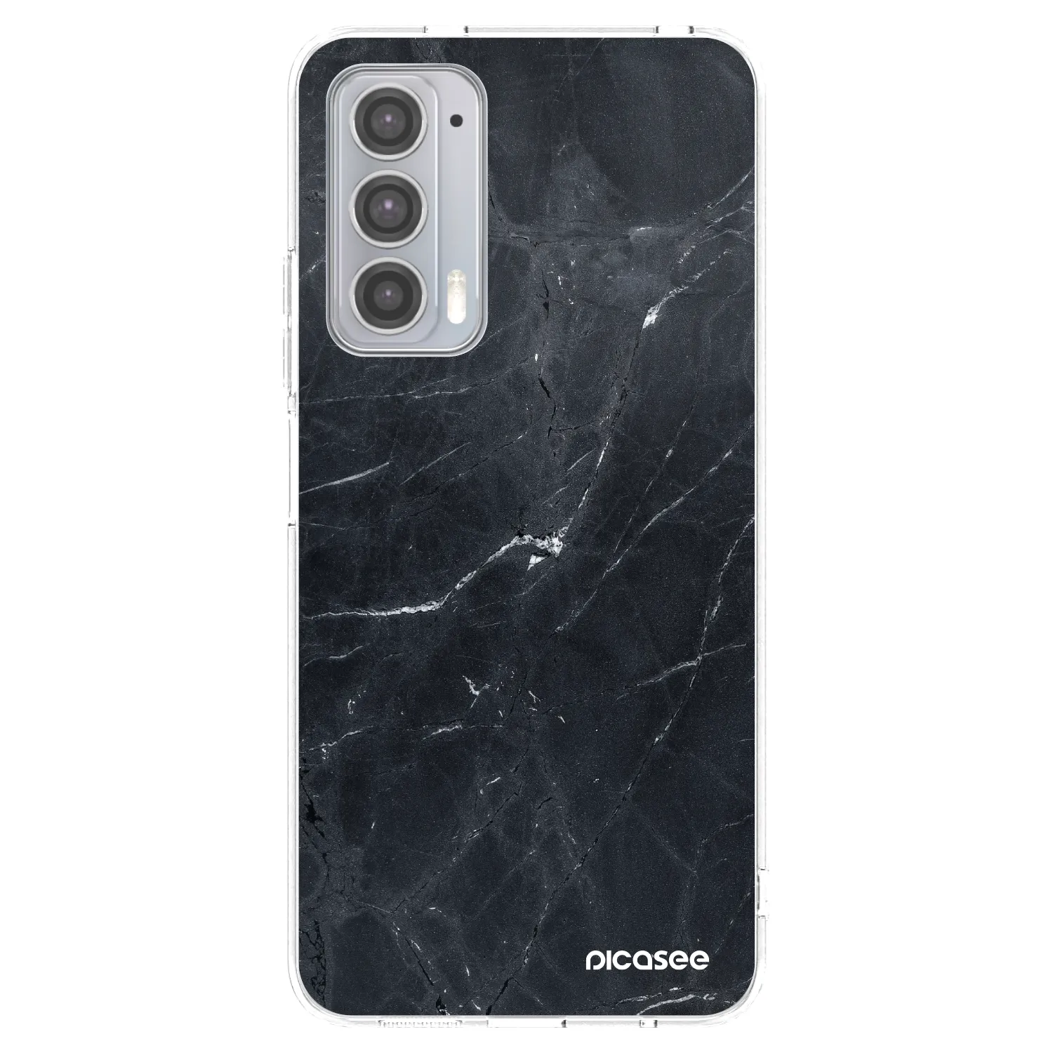 Picasee silikonový průhledný obal pro Motorola Edge 20 - Black marble