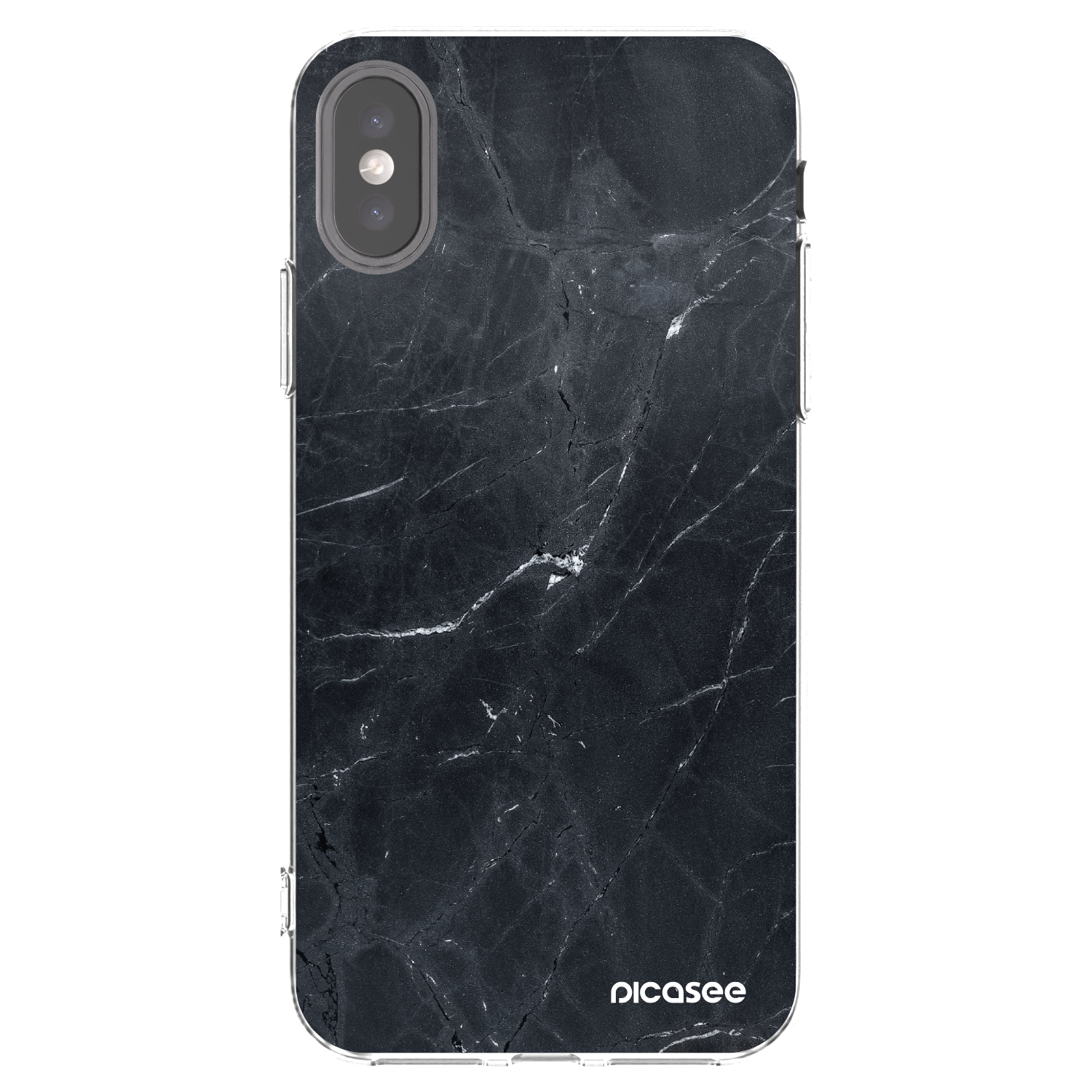 Picasee silikonový průhledný obal pro Apple iPhone X/XS - Black marble