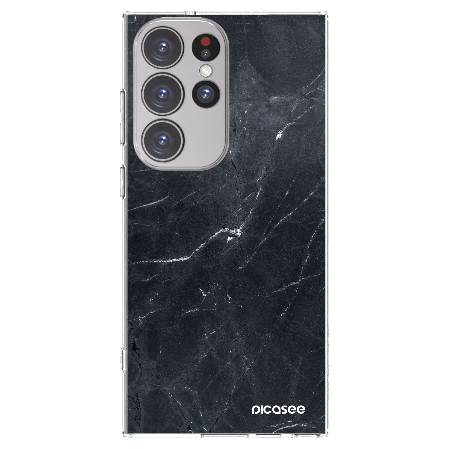 Picasee silikonový průhledný obal pro Samsung Galaxy S23 Ultra 5G - Black marble